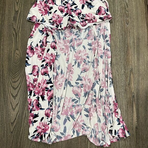 Peach Love California Romper Duster Back Floral Pattern Sleeveless Pink White M - Picture 2 of 9